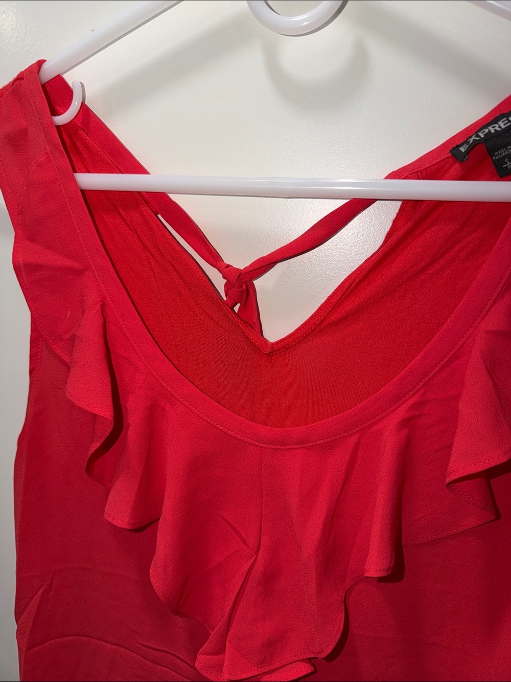 Express Bright Red Ruffle Front Camisole - Picture 6 of 9